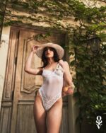 Боді Obsessive Alissium Teddy White, XL/2XL, ліф з м’якою чашкою, високі вирізи для ніг - Зображення 3