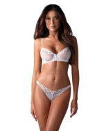 Комплект Obsessive Alissium 2-pcs set, M/L, мереживо, ліф з м’якою чашкою, трусики танга