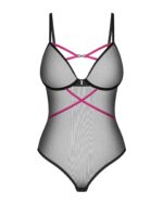 Боді Obsessive Novenes teddy, XL/2XL, прозоре, чашки на кісточках, декор у вигляді стрічок - Зображення 6
