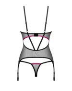 Корсет Obsessive Novenes corset & thong, XS/S, прозорий, відкрита спина, стрінги в комплекті - Зображення 5
