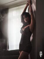 Пеньюар Obsessive Novenes chemise & thong, XS/S, обтислий, прозорий, зі стрепами, стрінги в комплект - Зображення 3