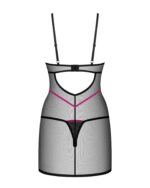 Пеньюар Obsessive Novenes chemise & thong, M/L, обтислий, прозорий, зі стрепами, стрінги в комплекті - Зображення 5
