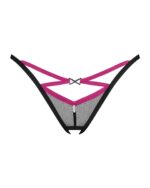 Трусики-стрінги Obsessive Novenes crotchless thong, M/L, сітка, стрепи, прикраса зі стразами, відкри - Зображення 3
