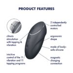 Вібростимулятор-пульсатор Satisfyer Tap & Climax 1 Grey, ефект постукування пальцем, 2 мотори - Зображення 7