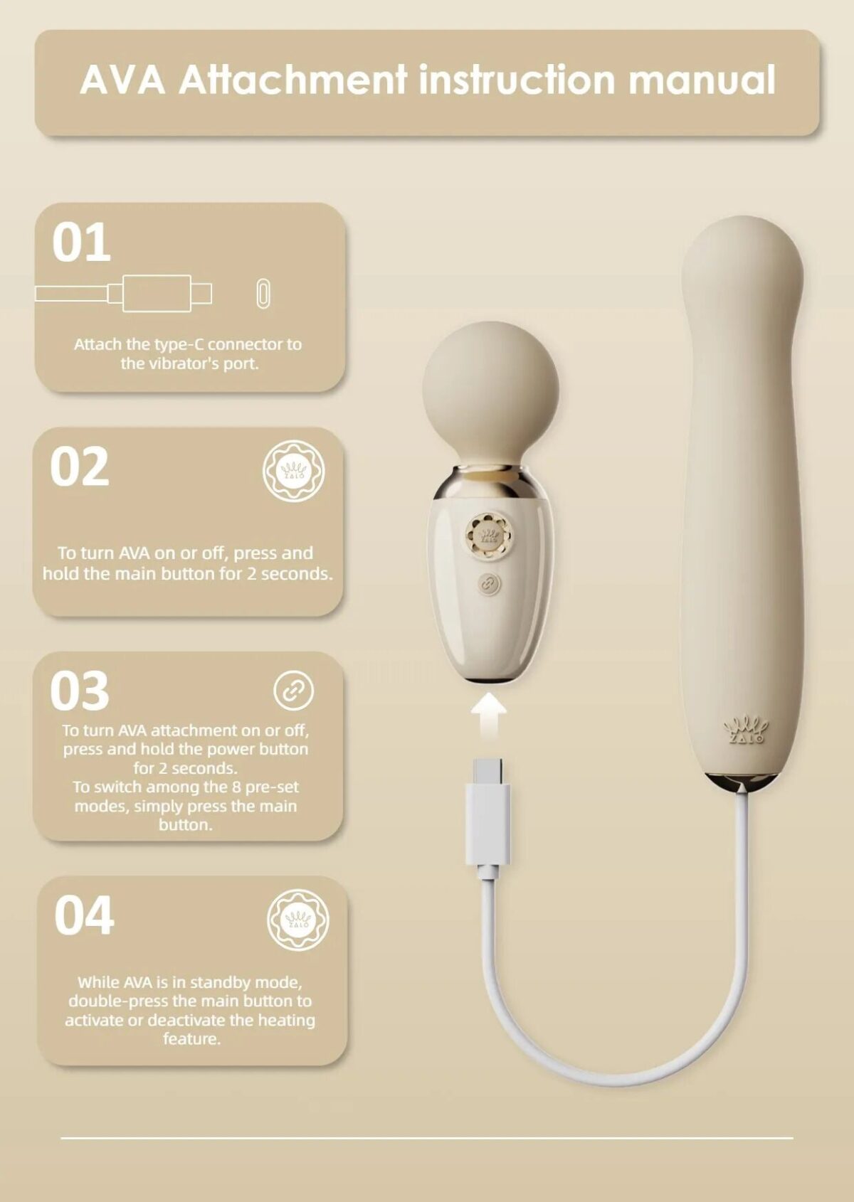 Пульсатор Zalo – AVA Attachment Ivory White для смарт-вібромасажера Zalo – AVA - Зображення 3