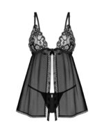 Пеньюар і трусики Obsessive Blomentis babydoll & thong M/L - Зображення 3