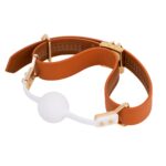 Шкіряний кляп з 2-ма насадками LOCKINK Ball-Gag & Gag-bite Set - Brown - Зображення 4
