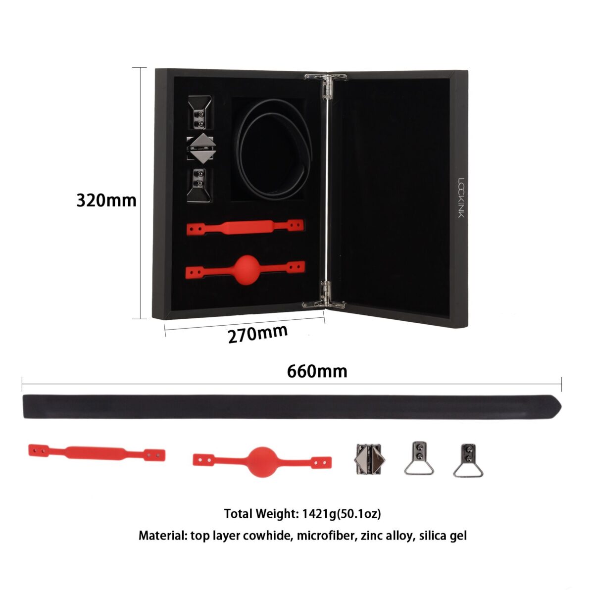 Шкіряний кляп з 2-ма насадками LOCKINK Ball-Gag & Gag-bite Set - Black - Зображення 8