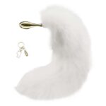 Металева анальна пробка Лисячий хвіст LOCKINK SEVANDA White Fox-Tail Anal Rose-shape Plug - Зображення 4