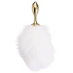 Металева анальна пробка Кролячий хвост LOCKINK SEVANDA White Bunny-Tail Anal Rose-shape Plug - Зображення 6
