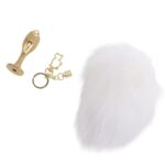 Металева анальна пробка Кролячий хвост LOCKINK SEVANDA White Bunny-Tail Anal Rose-shape Plug - Зображення 3
