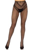 Панчохи Leg Avenue Crotchless Net Tights with Heart Backseam Black One Size - Зображення 4