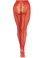 Панчохи Leg Avenue Crotchless Net Tights with Heart Backseam Red One Size - Зображення 3