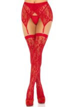 Панчохи Leg Avenue Leg Avenue Lace thigh highs & garterbelt Red One Size - Зображення 5