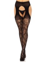 Панчохи Leg Avenue Eyelet lace suspender hose Black One Size - Зображення 5
