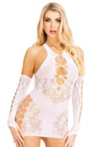 Мінісукня Leg Avenue Mini dress and matching gloves White One Size