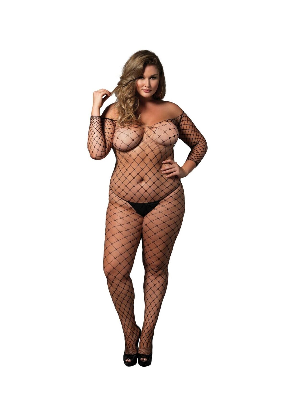 Бодістокінг Leg Avenue Off the shoulder bodystocking Black Queen Size - Зображення 3