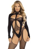 Бодістокінг Leg Avenue Bodystocking with cutout teddy Black One Size - Зображення 3