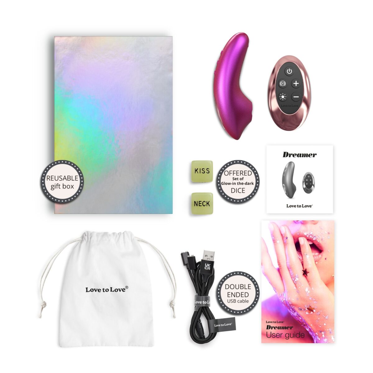 Вакуумний кліторальний стимулятор Love To Love DREAMER – IRIDESCENT BERRY, пестощі язичком, пульт - Зображення 5