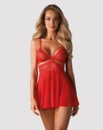 Бебі-дол Obsessive 838-BAB-3 babydoll & thong red 2XL/3XL