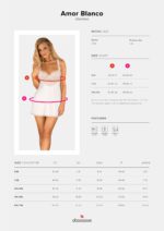 (SALE) Сорочка Obsessive Amor Blanco underwire chemise & thong white L/XL - Зображення 5