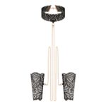 Мереживні наручники та комір Rosy Gold - Lace Cuffs and Collar - Black - Зображення 3