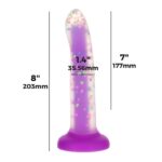 Фалоімітатор, що світиться в темряві, ADDICTION Rave 8″, Glow in the Dark Dildo Purple Confetti, 20,3 см - Зображення 4