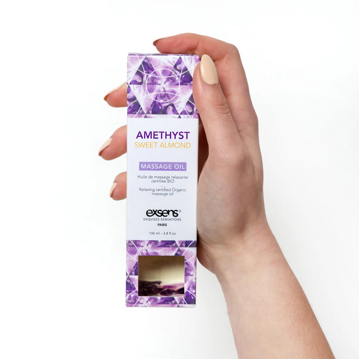 Масажна олія EXSENS Amethyst Sweet Almond (розслаблювальна, з аметистом) 100мл, натуральна - Зображення 3