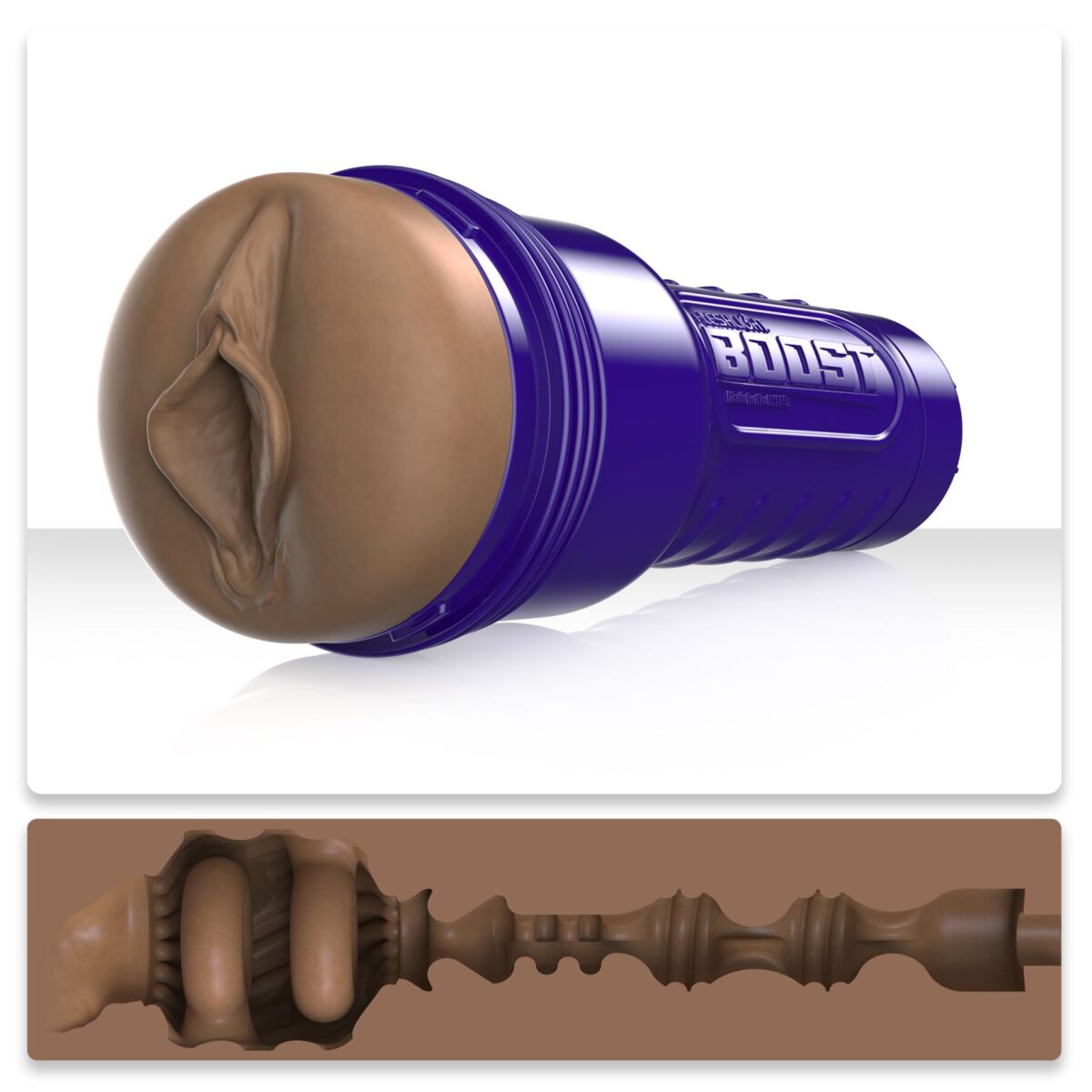 Мастурбатор-вагіна Fleshlight Boost Bang Medium Dark Flesh, плаваючі кільця Turbo Tech - Зображення 1