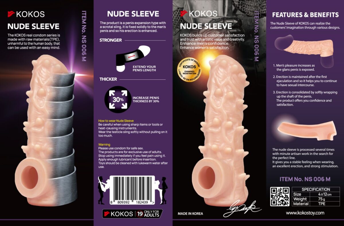 Насадка на член Kokos Nude Sleeve NS 006 M - Зображення 5