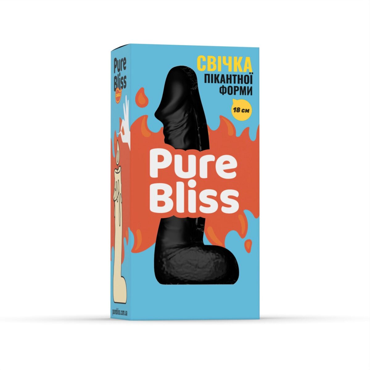 Свічка у вигляді члена Pure Bliss BIG Black 18 см - Зображення 6