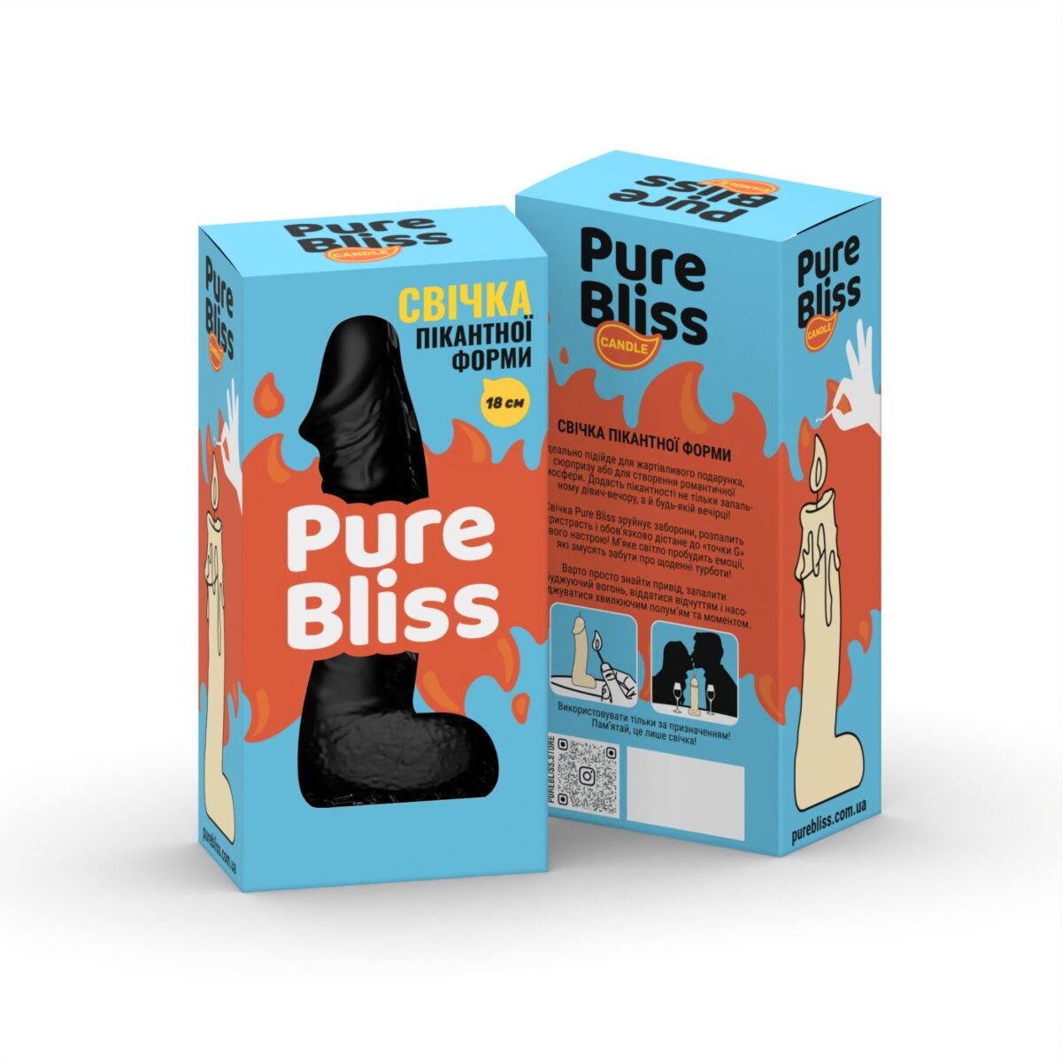 Свічка у вигляді члена Pure Bliss BIG Black 18 см - Зображення 7