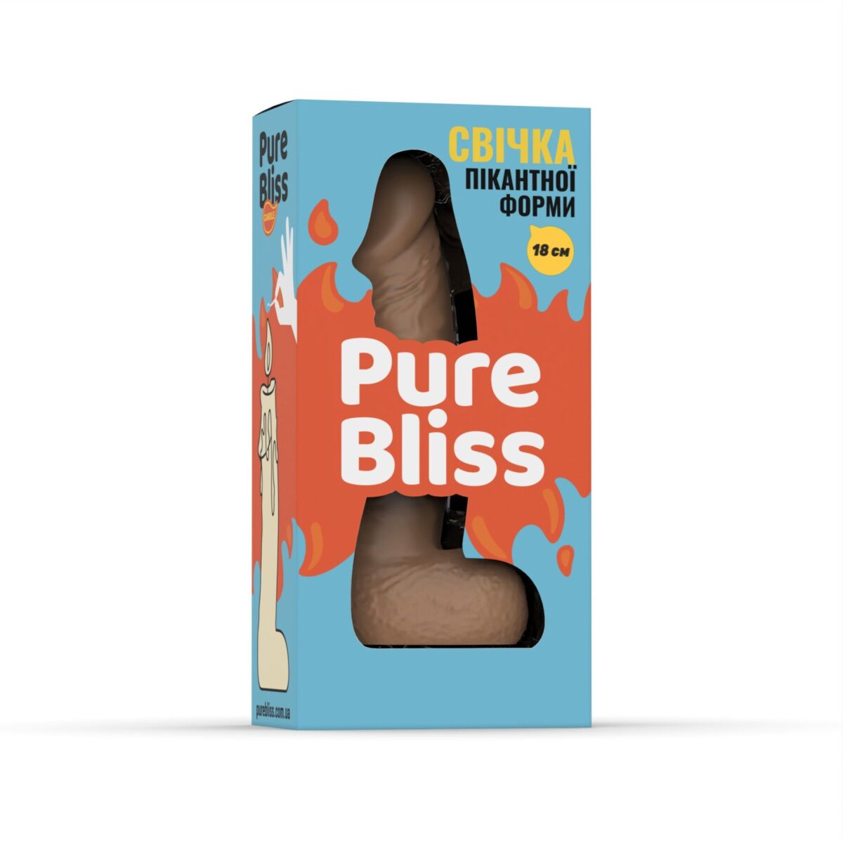 Свічка у вигляді члена Pure Bliss BIG Brown 18 см - Зображення 6
