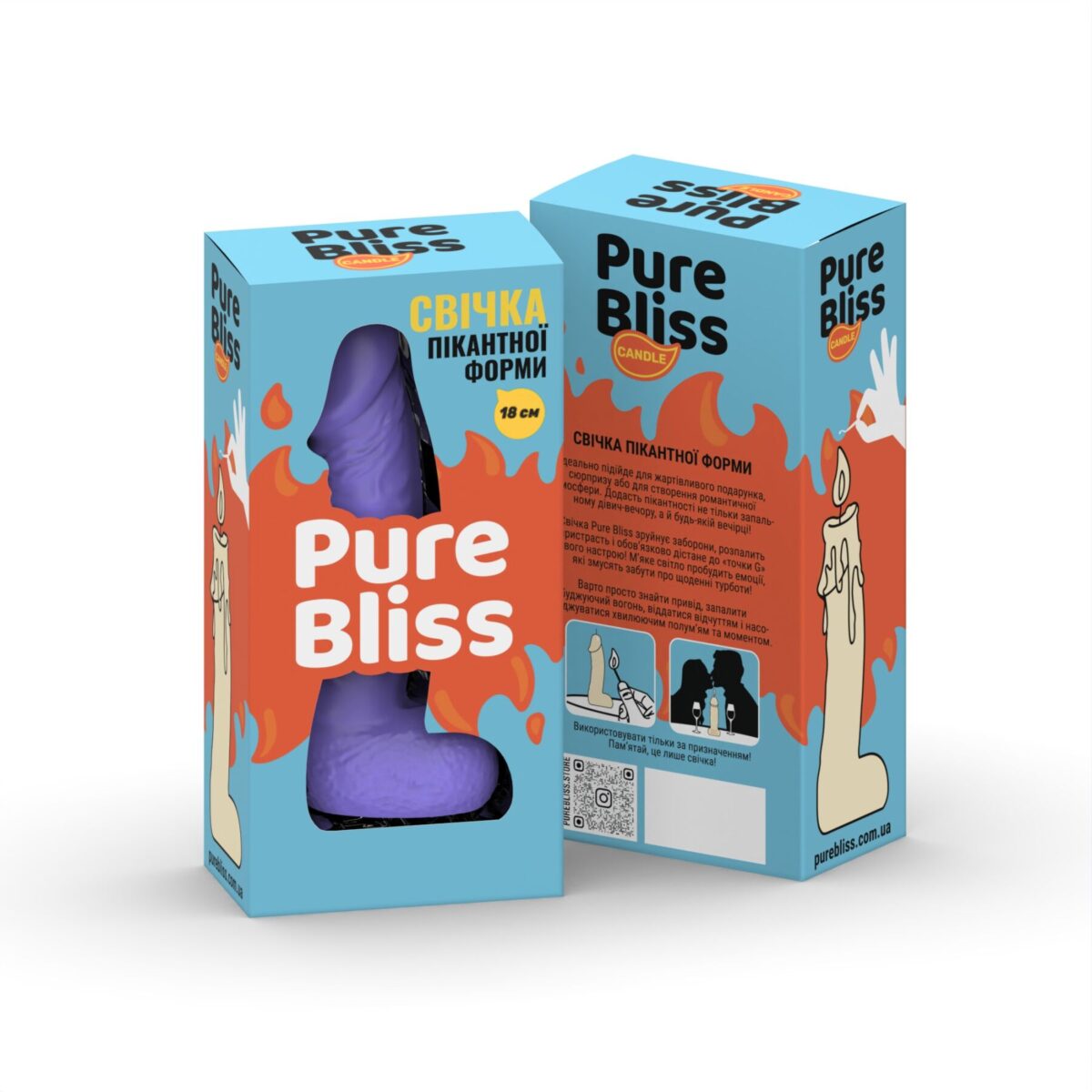 Свічка у вигляді члена Pure Bliss BIG Violet 18 см - Зображення 7