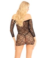 Сукня-сітка з сердечками Leg Avenue Heart net mini dress Black, зав'язки, відкриті плечі, One Size - Зображення 2