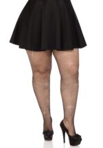 Колготки Leg Avenue Rhinestone micro net tights Plus size Black, дрібна сітка, стрази - Зображення 5