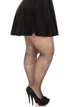 Колготки Leg Avenue Rhinestone micro net tights Plus size Black, дрібна сітка, стрази - Зображення 2