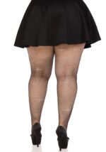 Колготки Leg Avenue Rhinestone micro net tights Plus size Black, дрібна сітка, стрази - Зображення 4