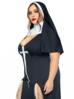 Костюм монашки-грішниці Leg Avenue Sultry Sinner 1X-2X, сукня, головний убір, комір - Зображення 3
