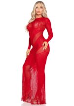 Сукня Leg Avenue Lace and Net Bodycon Gown One Size, Red - Зображення 4
