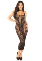 Сукня Leg Avenue Rhinestone Lace and Net Bodycon Dress One Size, Black - Зображення 2