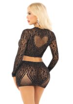 Комплект Leg Avenue Rhinestone Crop Top and Mini Skirt One Size, Black - Зображення 2