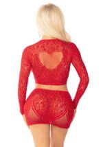 Комплект Leg Avenue Rhinestone Crop Top and Mini Skirt One Size, Red - Зображення 2