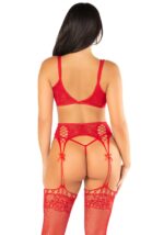 Комплект Leg Avenue Bra Top, String and Garter Belt Stockings One Size, Red - Зображення 4
