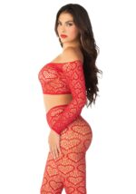 Комплект Leg Avenue Off The Shoulder Top and Footless Tights One Size, Red - Зображення 2
