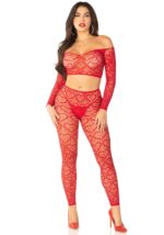 Комплект Leg Avenue Off The Shoulder Top and Footless Tights One Size, Red - Зображення 5