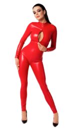 Комбінезон Noir Handmade F353 Red powerwetlook overall - 3XL - Зображення 3