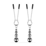 Затискачі для сосків Bedroom Fantasies: Nipple Clamps with Beaded Chain - Silver - Зображення 3