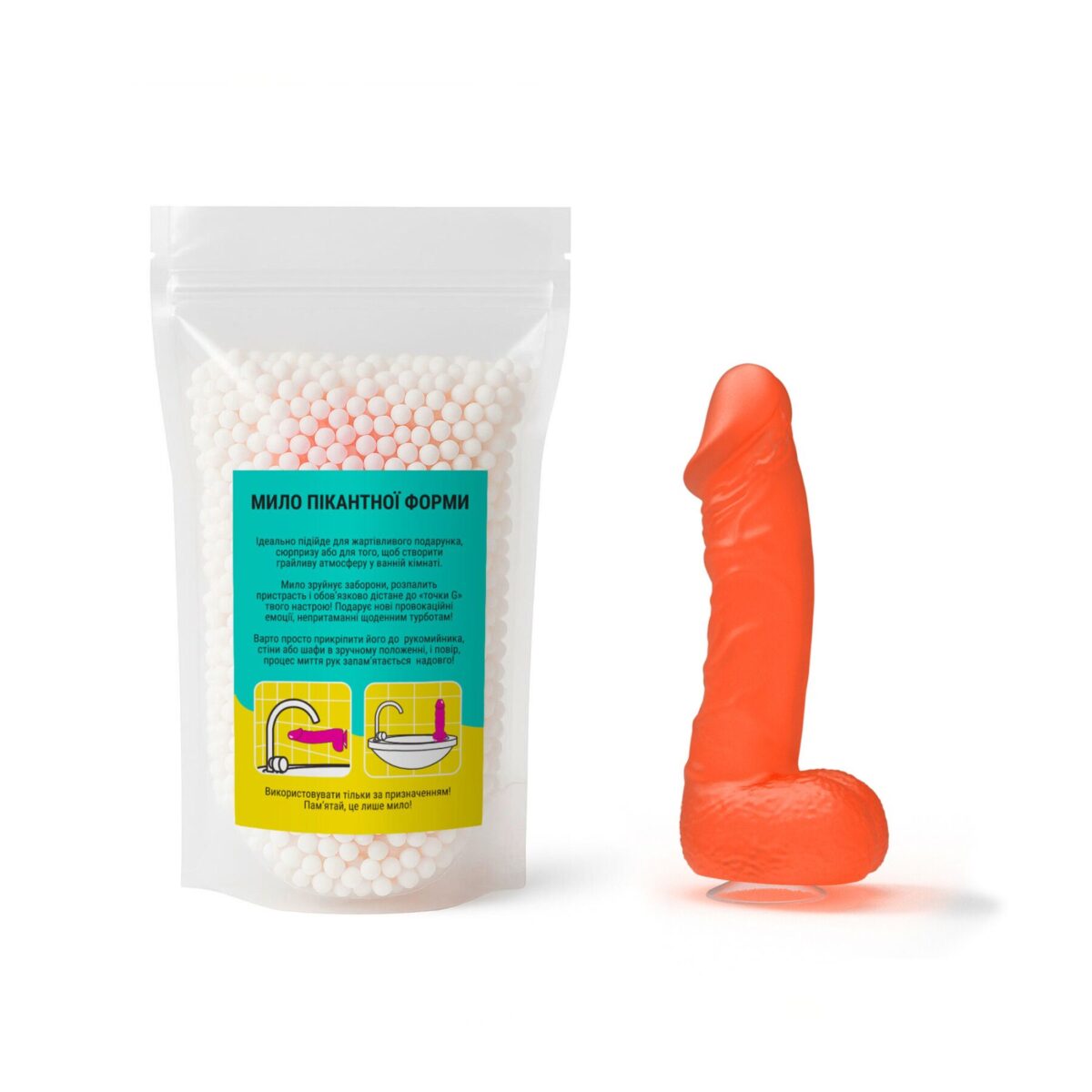 Крафтове мило-член з присоскою Чистий Кайф MEDIUM Orange, натуральне - Зображення 4