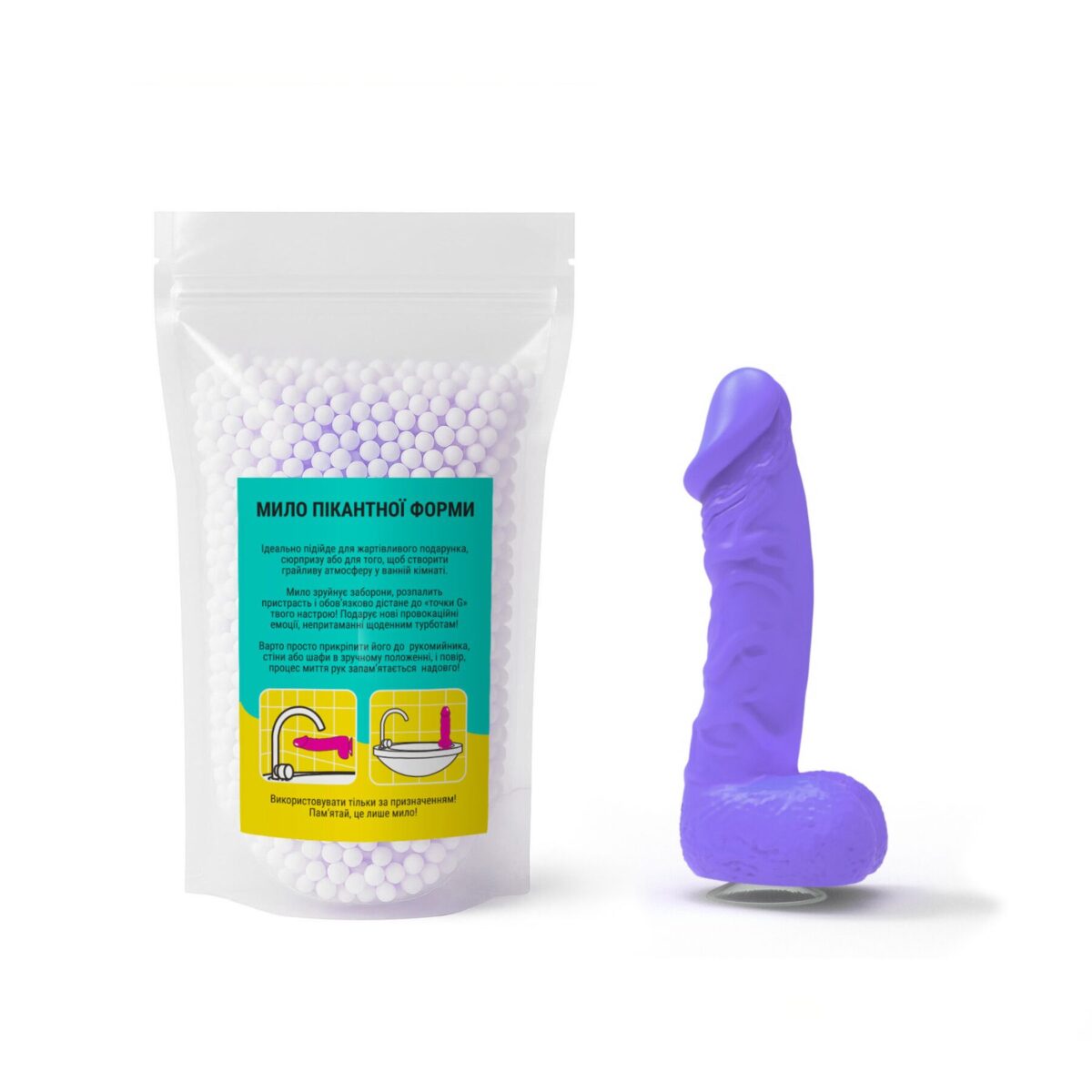 Крафтове мило-член з присоскою Чистий Кайф LARGE Violet, натуральне - Зображення 4